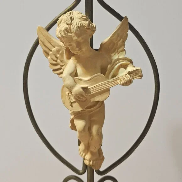 Single House Of Lloyd  Vintage Cherub Angel Candle Taper Holder Metal Resin 11" - Picture 3 of 11